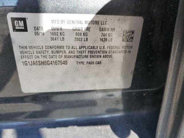 1G1JA6SH6G4167949 - 2016 CHEVROLET SONIC LS CHARCOAL photo 13