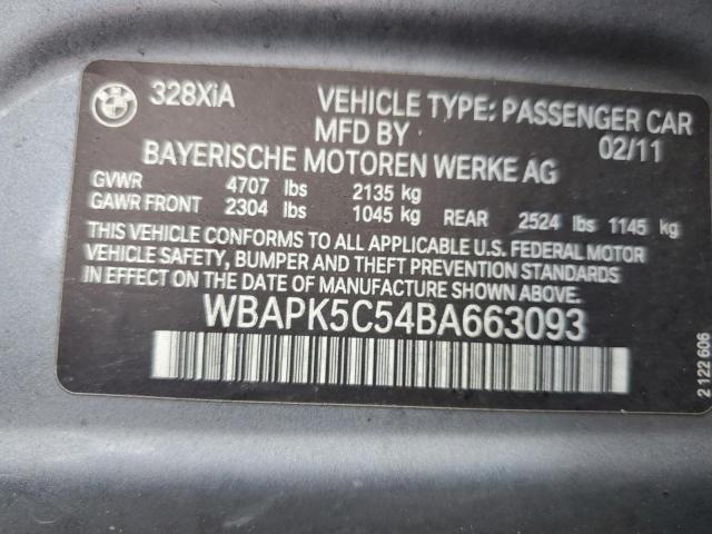 WBAPK5C54BA663093 - 2011 BMW 328 XI SULEV GRAY photo 12