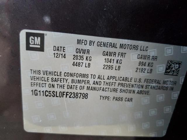 1G11C5SL0FF238798 - 2015 CHEVROLET MALIBU 1LT BLACK photo 10