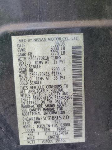 5N1AR18W25C789570 - 2005 NISSAN PATHFINDER LE 黑色 照片 13