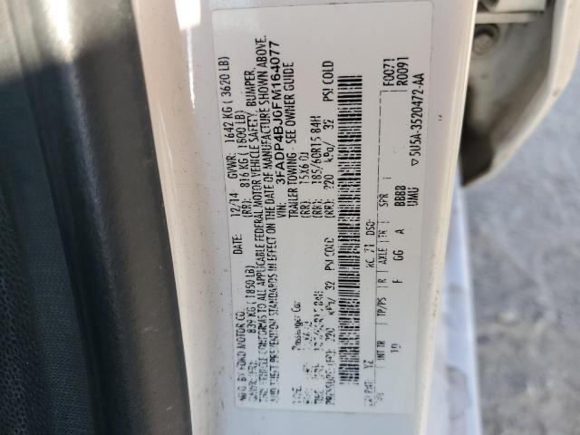 3FADP4BJ0FM164077 - 2015 FORD FIESTA SE თეთრი ფოტო 12