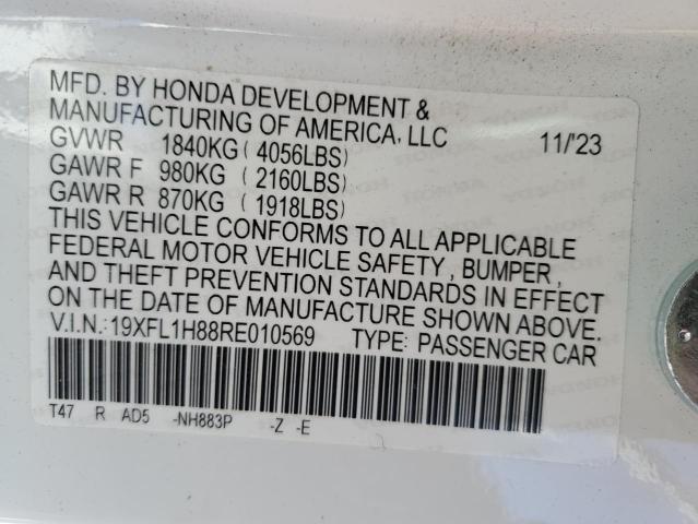 19XFL1H88RE010569 - 2024 HONDA CIVIC SPORT TOURING 白色 照片 13