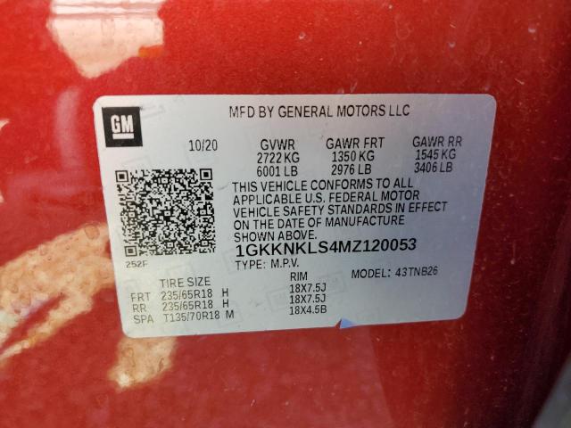 1GKKNKLS4MZ120053 - 2021 GMC ACADIA SLE RED photo 13