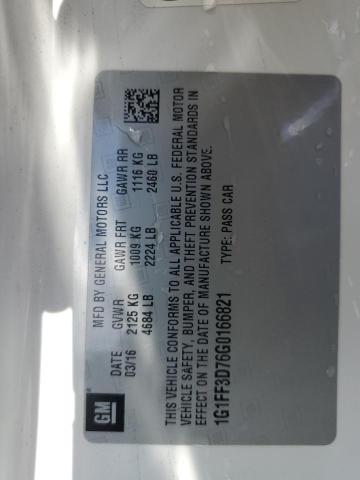 1G1FF3D76G0166821 - 2016 CHEVROLET CAMARO SS WHITE photo 12