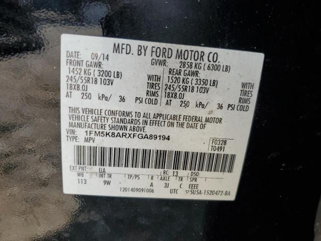 1FM5K8ARXFGA89194 - 2015 FORD EXPLORER POLICE INTERCEPTOR BLACK photo 14