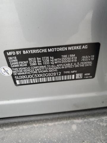 5UXKU0C5XK0G92812 - 2019 BMW X6 SDRIVE35I ვერცხლისფერი ფოტო 12