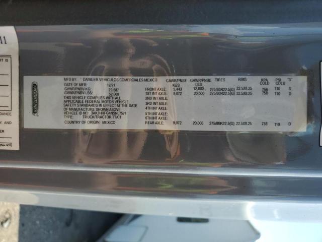 3AKJHHFG4NSNL7571 - 2022 FREIGHTLINER CASCADIA 1 GRAY photo 10