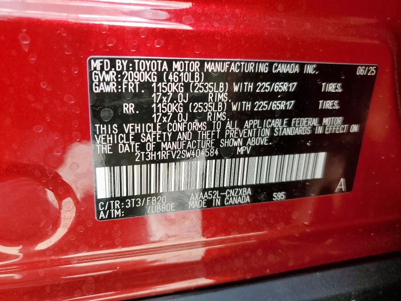 2T3H1RFV2SW404584 - 2025 TOYOTA RAV4 LE მუქწითელი ფოტო 14