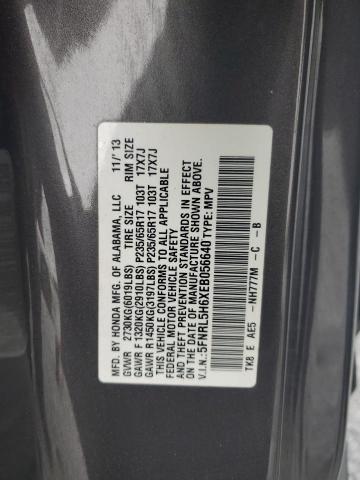 5FNRL5H6XEB056640 - 2014 HONDA ODYSSEY EXL Szary zdjęcie 12