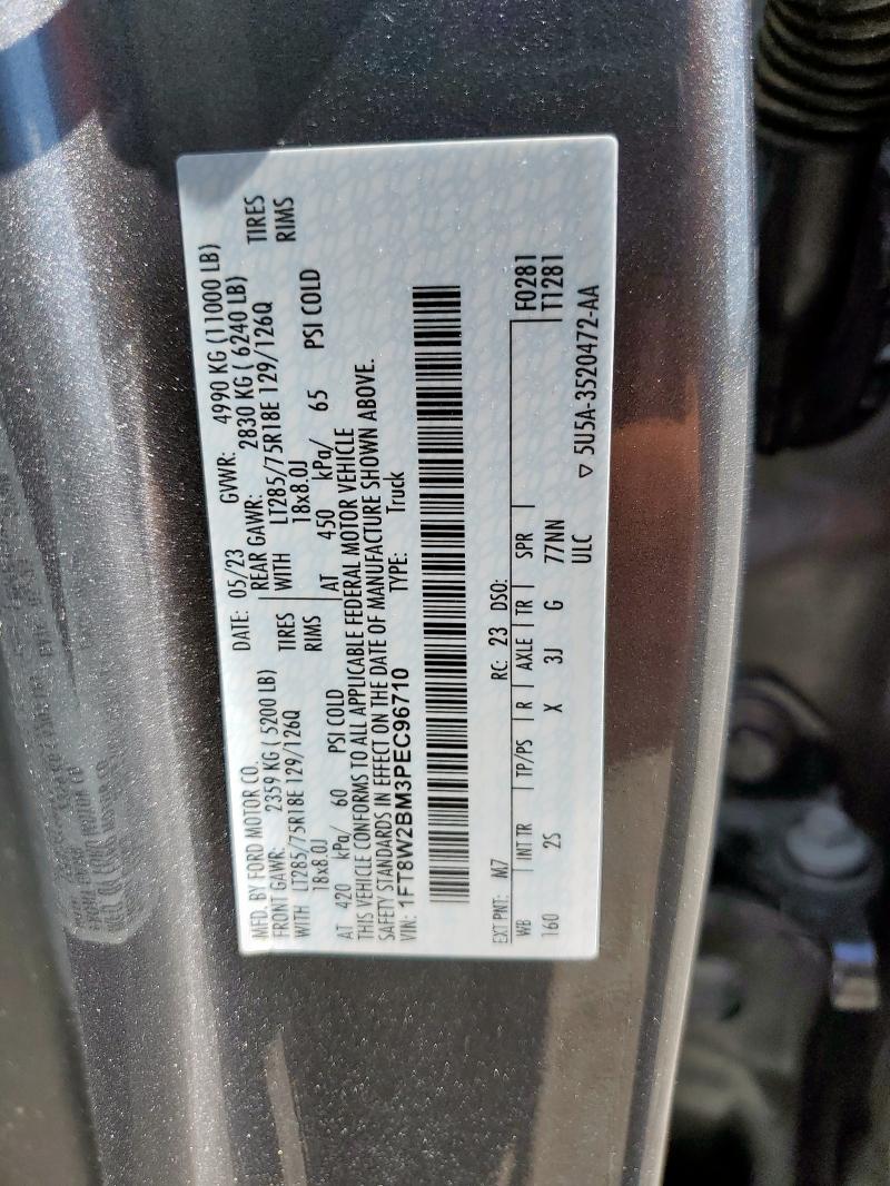 1FT8W2BM3PEC96710 - 2023 FORD F250 SUPER DUTY GRAY photo 12