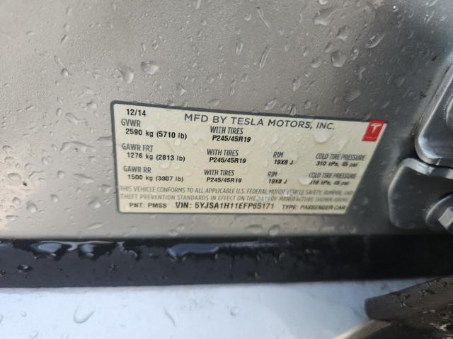 5YJSA1H11EFP65171 - 2014 TESLA MODEL S Արծաթագույն լուսանկար 12