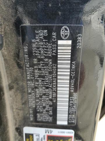 4T1BF3EK8AU104082 - 2010 TOYOTA CAMRY BASE BLACK photo 12