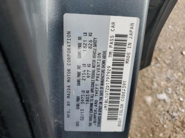 JM1BL1U72D1797929 - 2013 MAZDA 3 I GRAY photo 12