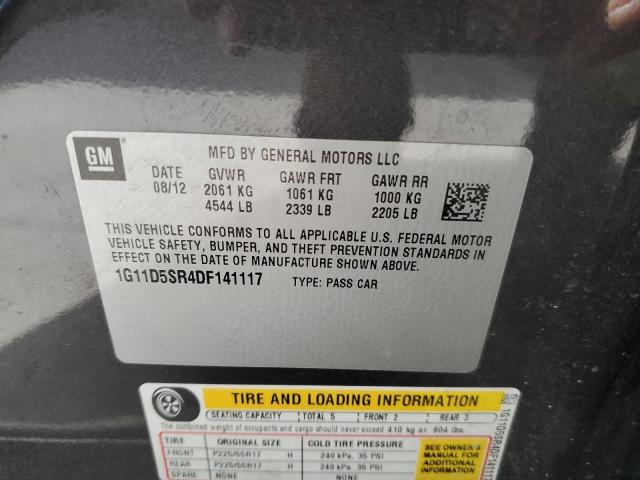 1G11D5SR4DF141117 - 2013 CHEVROLET MALIBU 1LT GRAY photo 10