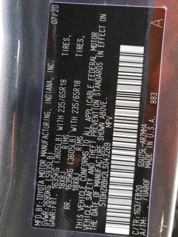 5TDHZRBH2LS043269 - 2020 TOYOTA HIGHLANDER XLE Boz foto 13