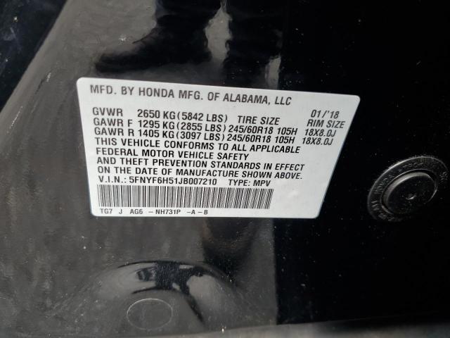 5FNYF6H51JB007210 - 2018 HONDA PILOT EXL Қара фото 13