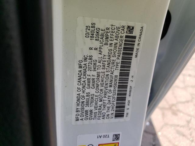 2HGFE2F52SH582838 - 2025 HONDA CIVIC SPORT 白色 照片 12