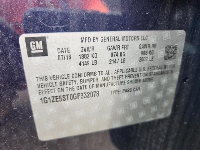 1G1ZE5ST0GF332078 - 2016 CHEVROLET MALIBU LT BLUE photo 12