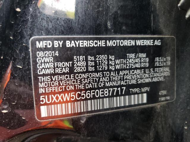 5UXXW5C56F0E87717 - 2015 BMW X4 XDRIVE35I BLACK photo 14
