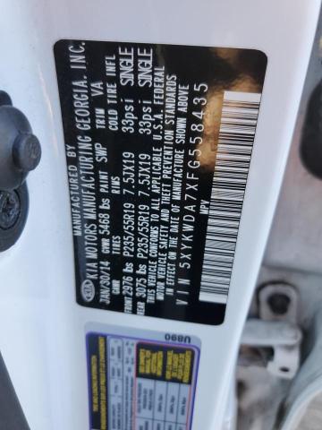 5XYKWDA7XFG558435 - 2015 KIA SORENTO SX WHITE photo 10