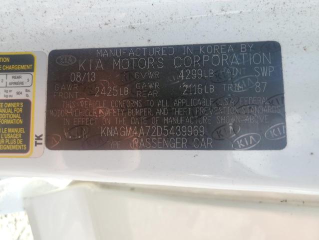 KNAGM4A72D5439969 - 2013 KIA OPTIMA LX WHITE photo 12