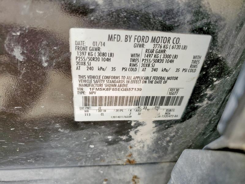 1FM5K8F85EGB57139 - 2014 FORD EXPLORER LIMITED BLACK photo 13