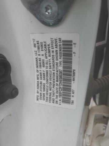 19XFC2F72HE080387 - 2017 HONDA CIVIC EX WHITE photo 12