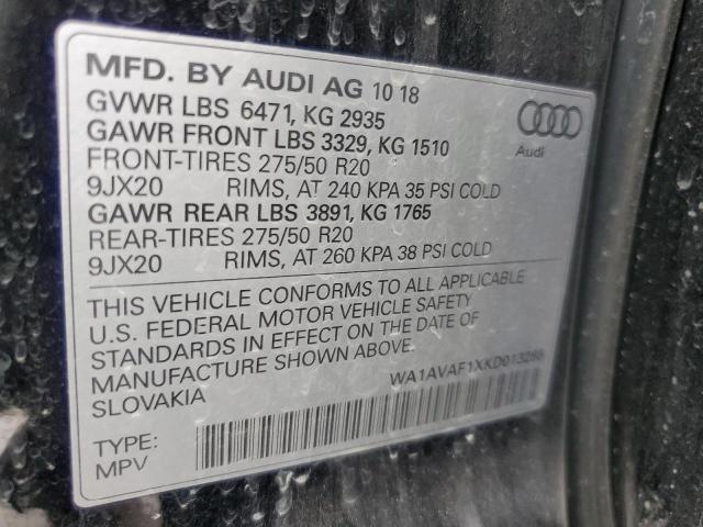 WA1AVAF1XKD013288 - 2019 AUDI Q8 PREMIUM BLACK photo 13