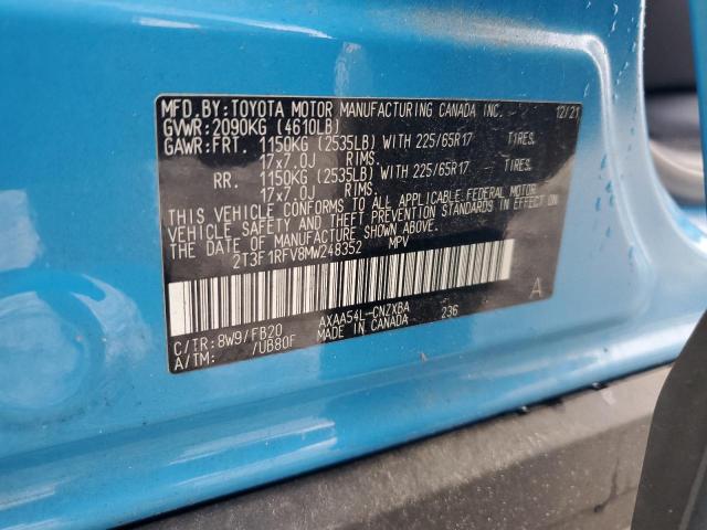 2T3F1RFV8MW248352 - 2021 TOYOTA RAV4 LE BLUE photo 14