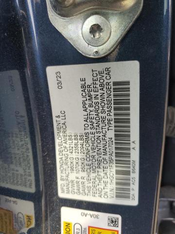 1HGCY1F35PA017024 - 2023 HONDA ACCORD EX BLUE photo 12