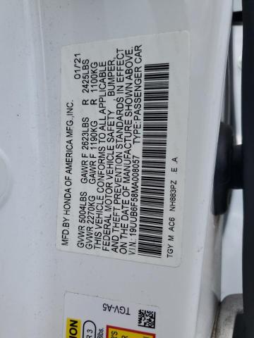19UUB6F58MA008057 - 2021 ACURA TLX TECH A WHITE photo 13