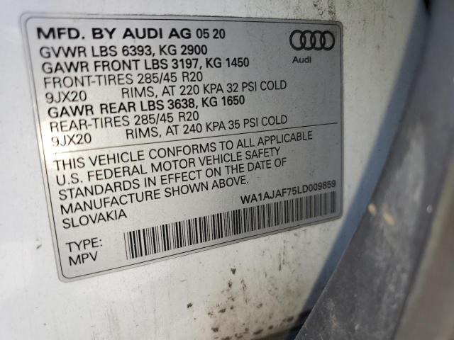 WA1AJAF75LD009859 - 2020 AUDI Q7 PREMIUM WHITE photo 13