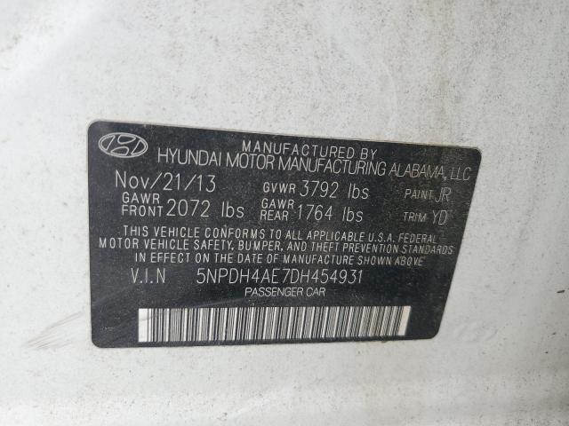 5NPDH4AE7DH454931 - 2013 HYUNDAI ELANTRA GLS WHITE photo 12