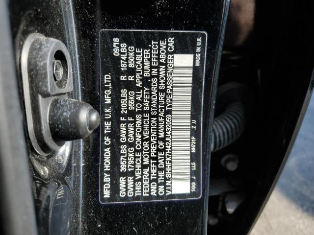 SHHFK7H42JU432059 - 2018 HONDA CIVIC SPORT 黑色 照片 12