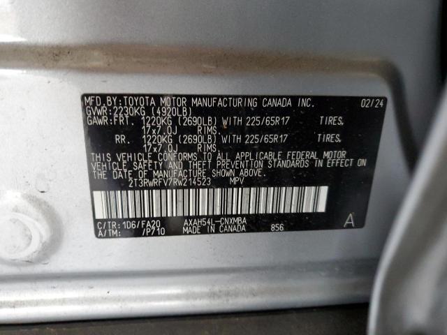 2T3RWRFV7RW214523 - 2024 TOYOTA RAV4 XLE 银色 照片 13