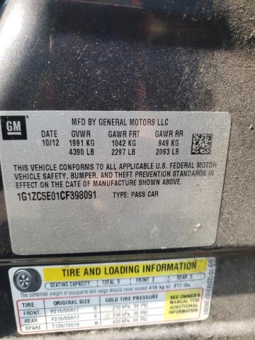 1G1ZC5E01CF398091 - 2012 CHEVROLET MALIBU 1LT 灰色 照片 12