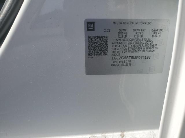 1G1ZG5ST5MF074193 - 2021 CHEVROLET MALIBU RS WHITE photo 12