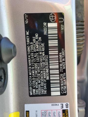 NMTKHMBX6JR039322 - 2018 TOYOTA C-HR XLE Серебристый фото 13