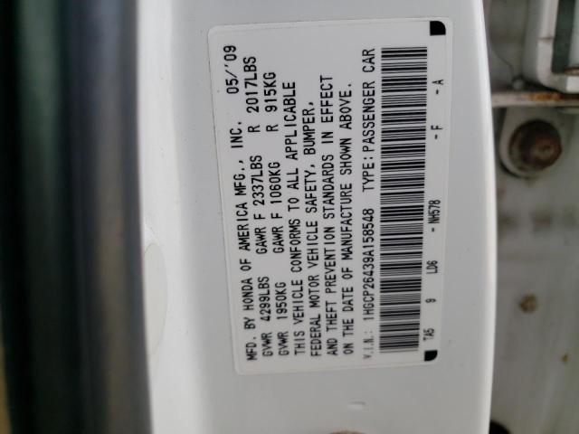 1HGCP26439A158548 - 2009 HONDA ACCORD LXP WHITE photo 12