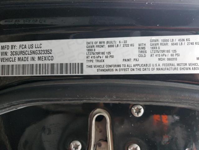 3C6UR5CL5NG323352 - 2022 RAM 2500 TRADESMAN შავი ფოტო 12