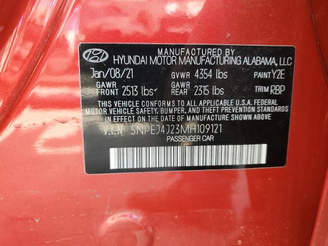 5NPEJ4J23MH109121 - 2021 HYUNDAI SONATA SEL PLUS RED photo 12