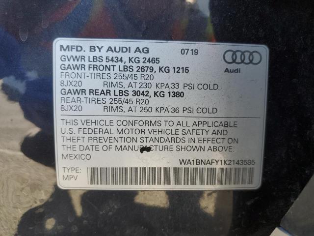 WA1BNAFY1K2143585 - 2019 AUDI Q5 PREMIUM PLUS GRAY photo 13