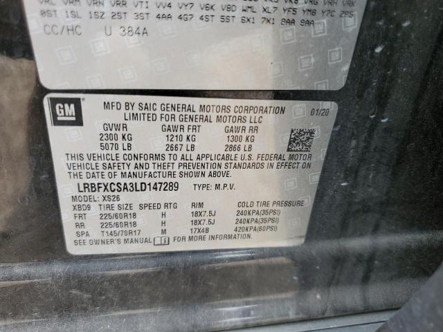 LRBFXCSA3LD147289 - 2020 BUICK ENVISION ESSENCE BLACK photo 12