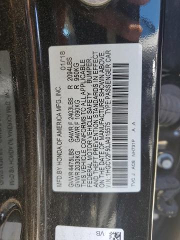 1HGCV2F50JA015575 - 2018 HONDA ACCORD EXL BLACK photo 12