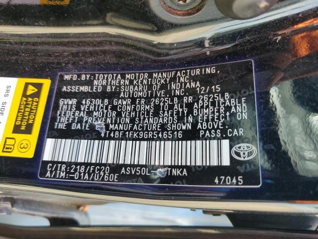 4T4BF1FK9GR546516 - 2016 TOYOTA CAMRY LE Qara foto 12