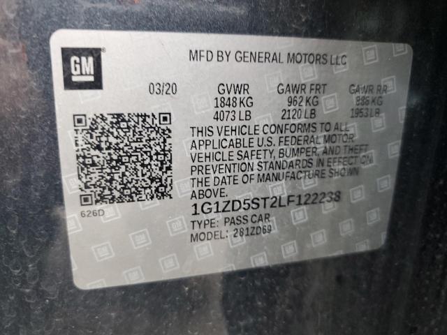 1G1ZD5ST2LF122238 - 2020 CHEVROLET MALIBU LT BLACK photo 12