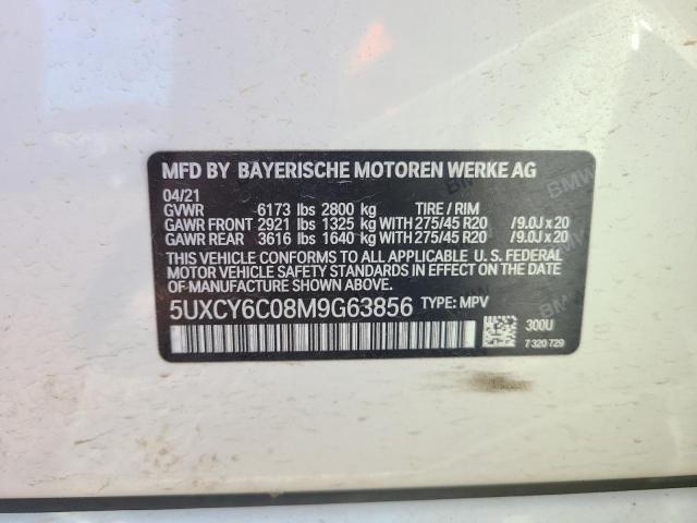 5UXCY6C08M9G63856 - 2021 BMW X6 XDRIVE40I WHITE photo 12