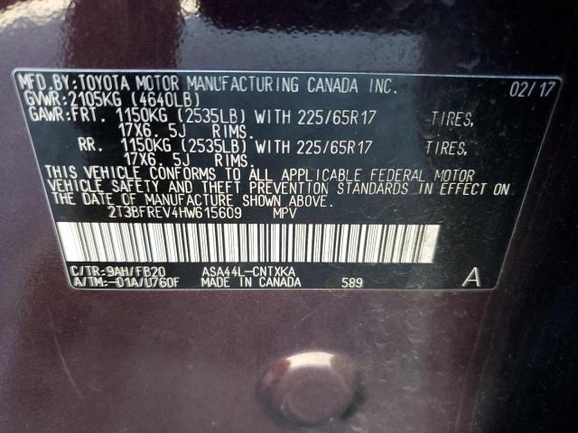 2T3BFREV4HW615609 - 2017 TOYOTA RAV4 LE PURPLE photo 13