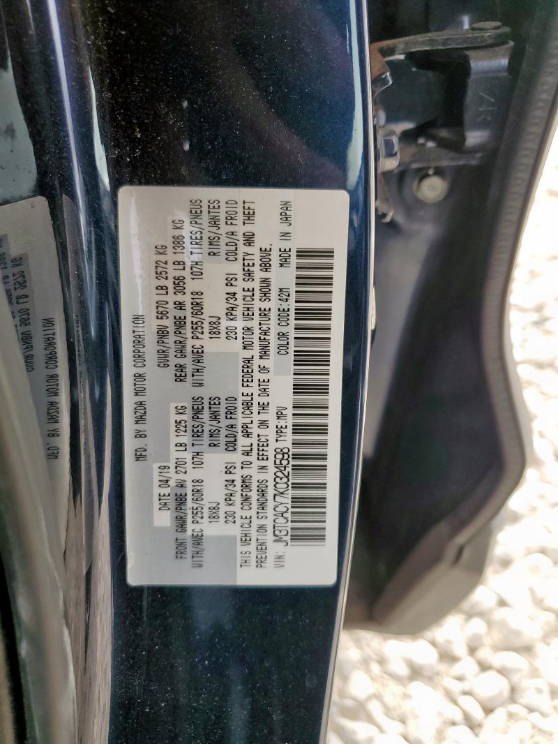 JM3TCACY7K0324598 - 2019 MAZDA CX-9 TOURING Կապույտ լուսանկար 12