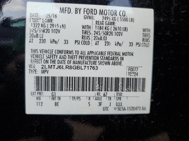 2LMTJ6LR8GBL71763 - 2016 LINCOLN MKX RESERVE შავი ფოტო 13